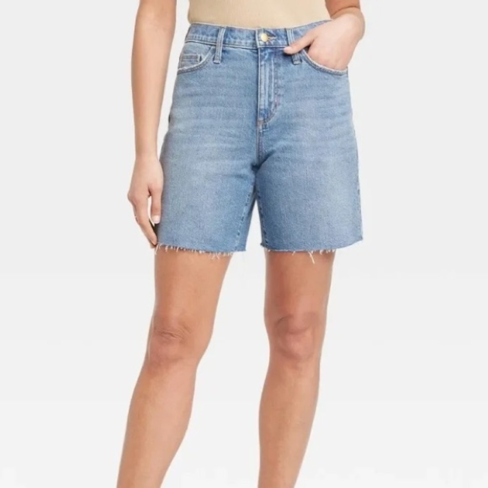 High Rise Vintage Straight Denim Shorts